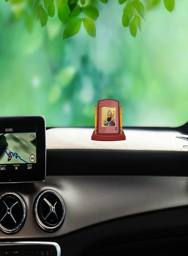 Diviniti Guru Gobind Singh Photo Frame for Car Dashboard, Car Idol, Table Decor|MDF 1B P+ Wooden Frame with 24K Gold Plated Foil|Religious Frame for Pooja, Prayer and Gift (7x9cm) - Image 2